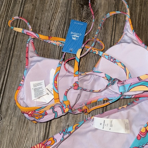Colorful Floral Bikini Set boho bright XS NEW matching set - Picture 3 of 4